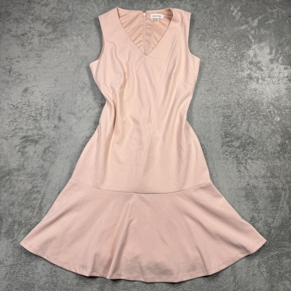Calvin Klein Blush Pink Flirty Flare Dress Feminine Coquette Party Wedding Sz 8